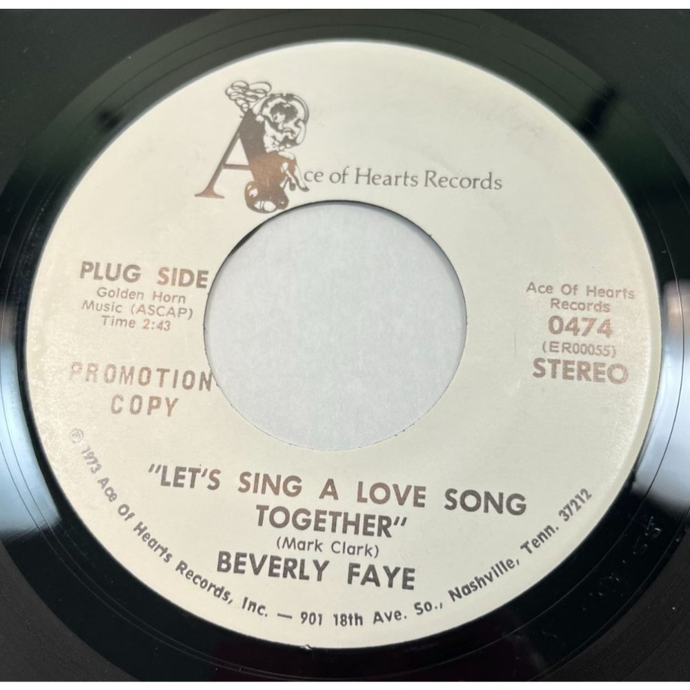 Beverly Faye Let's Sing a Love Song Together 45 Country Promo 1973 VG+